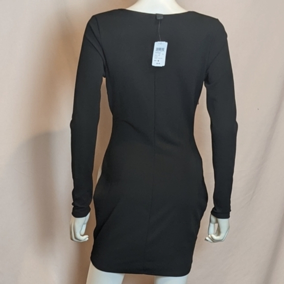 Windsor Tan and Black Color Block Long Sleeve V Neck Mini Dress size Medium - Picture 4 of 7